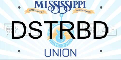 DSTRBD Mississippi License Plate
