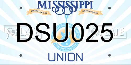 DSU025 Mississippi License Plate