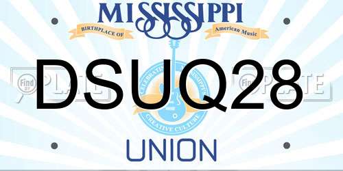 DSUQ28 Mississippi License Plate