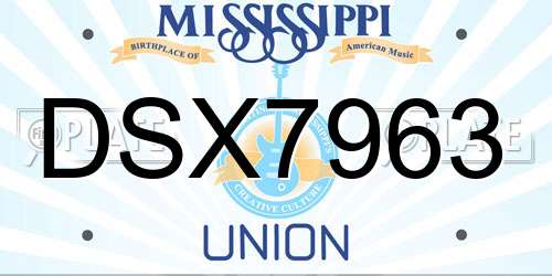 DSX7963 Mississippi License Plate