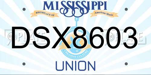 DSX8603 Mississippi License Plate