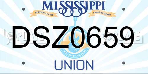 DSZ0659 Mississippi License Plate