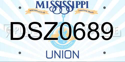 DSZ0689 Mississippi License Plate