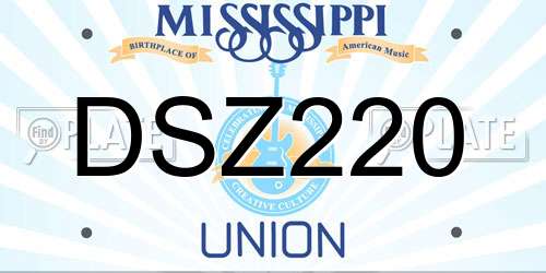 DSZ220 Mississippi License Plate