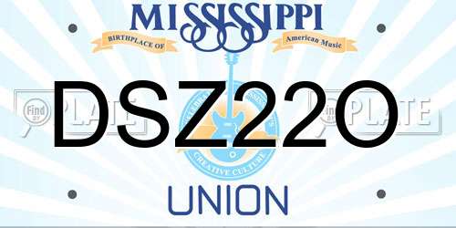 DSZ22O Mississippi License Plate