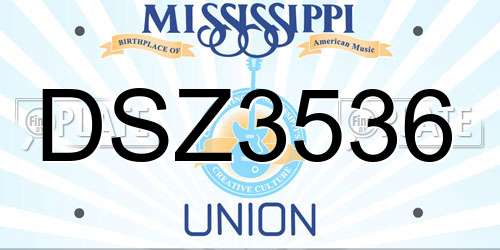 DSZ3536 Mississippi License Plate