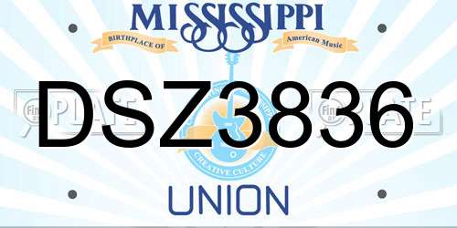 DSZ3836 Mississippi License Plate