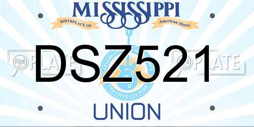 DSZ521 Mississippi License Plate