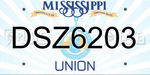 DSZ6203 Mississippi License Plate