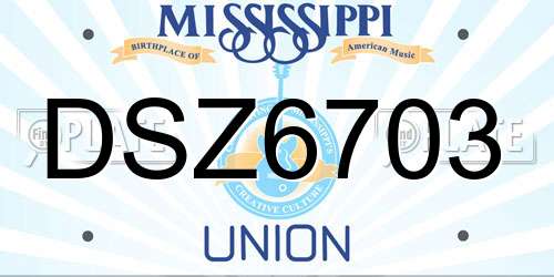 DSZ6703 Mississippi License Plate