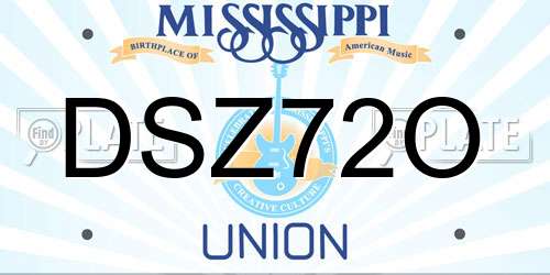 DSZ72O Mississippi License Plate