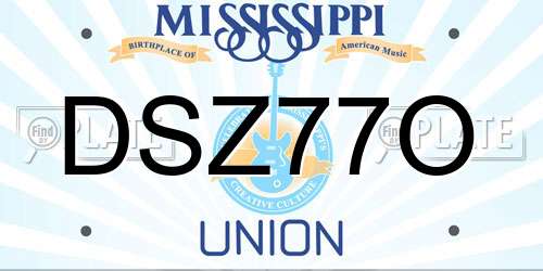 DSZ77O Mississippi License Plate