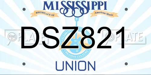 DSZ821 Mississippi License Plate