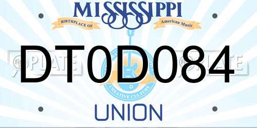 DT0D084 Mississippi License Plate