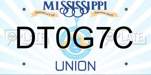 DT0G7C Mississippi License Plate