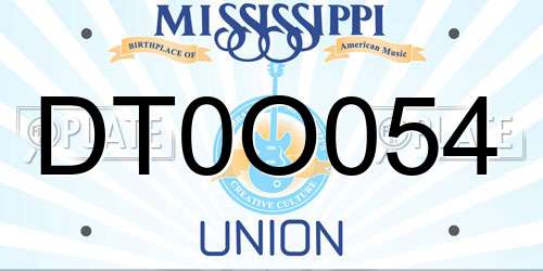 DT0O054 Mississippi License Plate