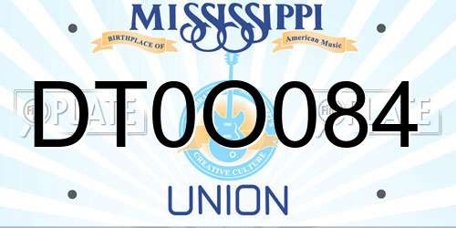 DT0O084 Mississippi License Plate