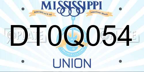 DT0Q054 Mississippi License Plate