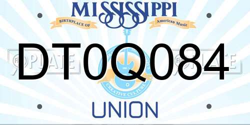 DT0Q084 Mississippi License Plate