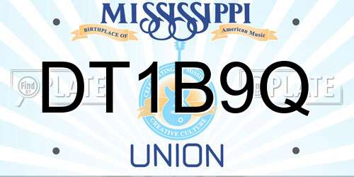 DT1B9Q Mississippi License Plate