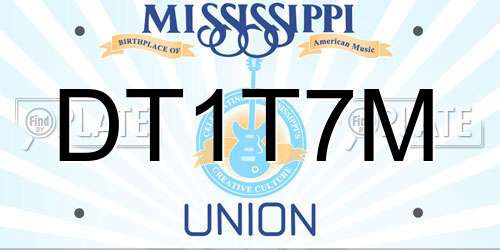 DT1T7M Mississippi License Plate
