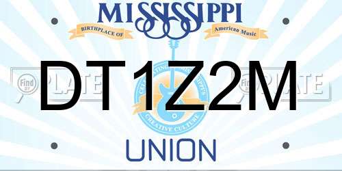 DT1Z2M Mississippi License Plate