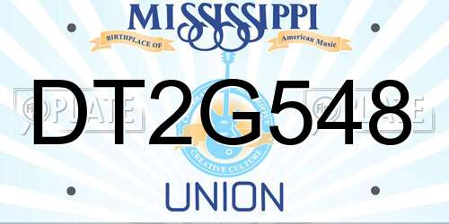 DT2G548 Mississippi License Plate
