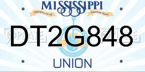 DT2G848 Mississippi License Plate