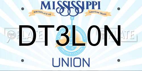 DT3L0N Mississippi License Plate