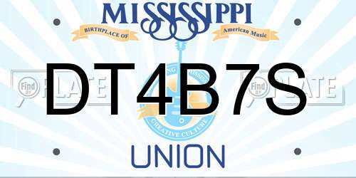 DT4B7S Mississippi License Plate