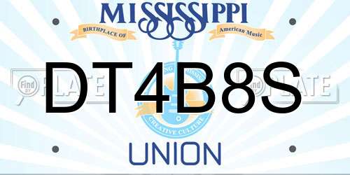 DT4B8S Mississippi License Plate