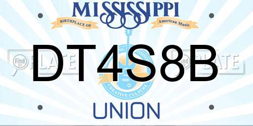 DT4S8B Mississippi License Plate
