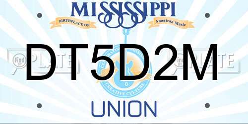 DT5D2M Mississippi License Plate