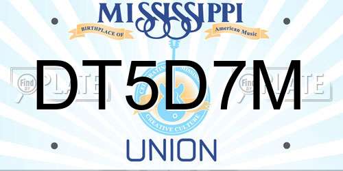 DT5D7M Mississippi License Plate