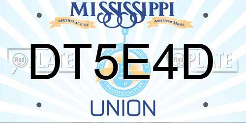 DT5E4D Mississippi License Plate