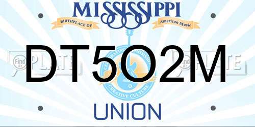DT5O2M Mississippi License Plate