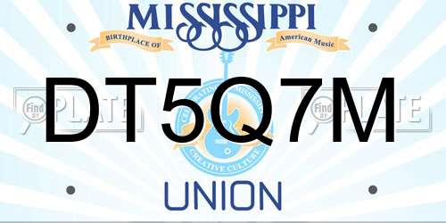 DT5Q7M Mississippi License Plate