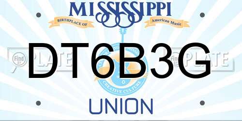 DT6B3G Mississippi License Plate