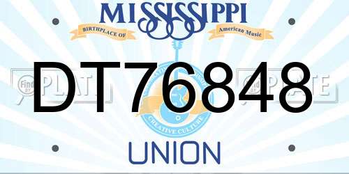 DT76848 Mississippi License Plate
