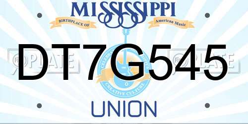 DT7G545 Mississippi License Plate