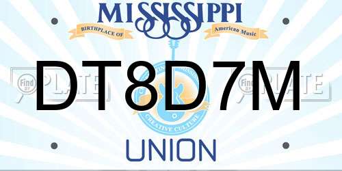 DT8D7M Mississippi License Plate