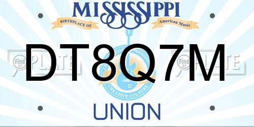 DT8Q7M Mississippi License Plate