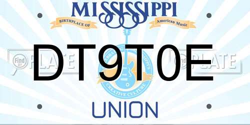 DT9T0E Mississippi License Plate