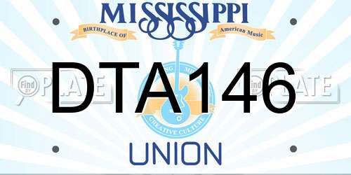 DTA146 Mississippi License Plate