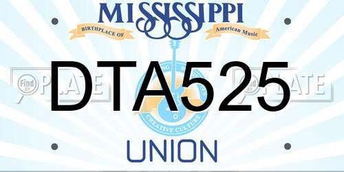 DTA525 Mississippi License Plate