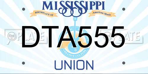 DTA555 Mississippi License Plate