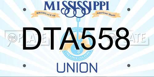 DTA558 Mississippi License Plate