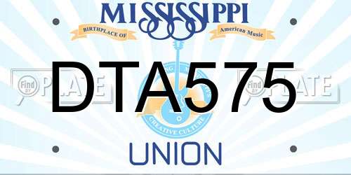 DTA575 Mississippi License Plate