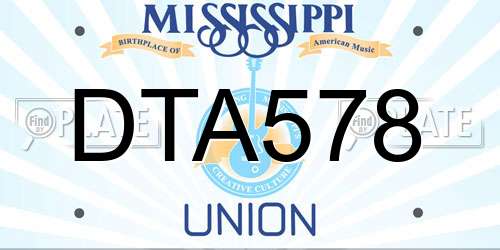 DTA578 Mississippi License Plate