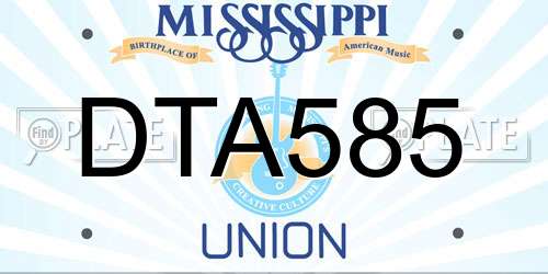 DTA585 Mississippi License Plate
